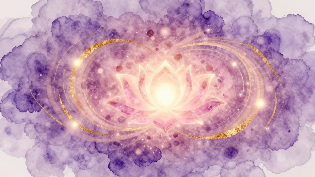 Abstraktní představa energie a duševního klidu při hojení.