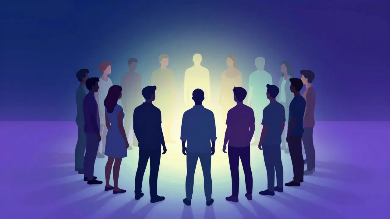 Abstraktní siluety reprezentující inkluzivní LGBTQ+ komunitu