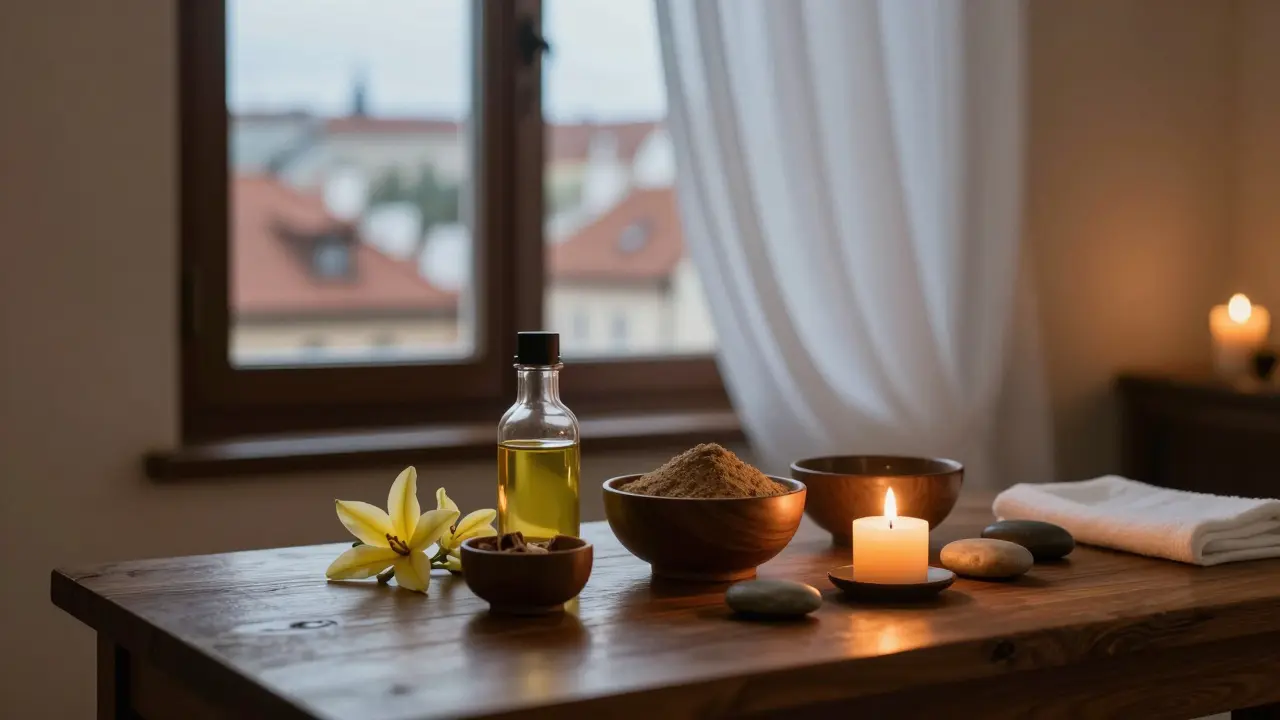 Atmosférický pohled na přípravu rituálu v pražském salónu